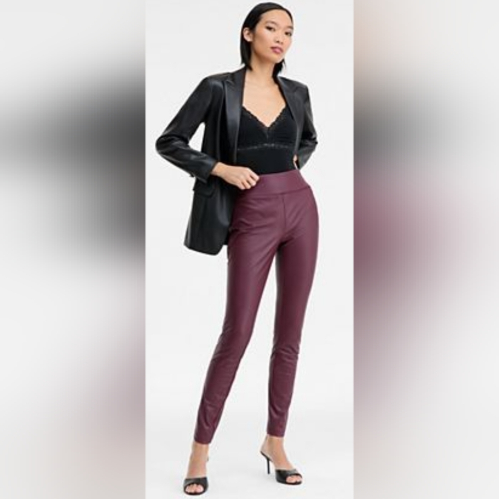 Express Burgundy Skinny Leather Pants